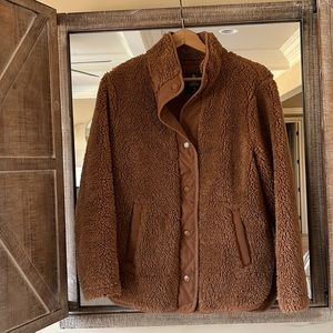 Cozy Sherpa Jacket Brown Fleece Womens Small